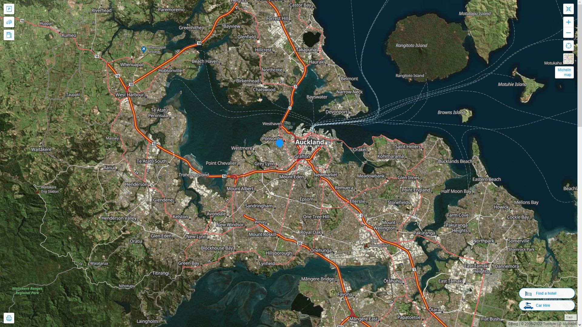 	Auckland	 Highway and Road Map with Satellite View